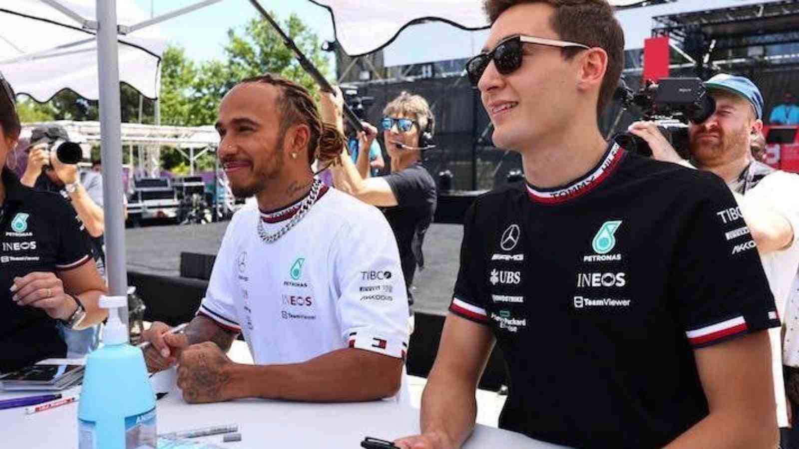 Lewis Hamilton(on the left) and George Russell(on the right)