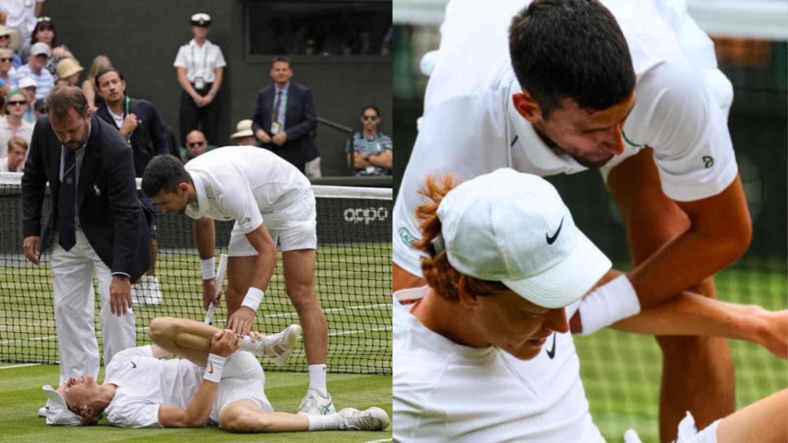 WATCH: Novak Djokovic shows ultimate sportsmanship as he lunges across the net to help an ‘ailing’ Jannik Sinner