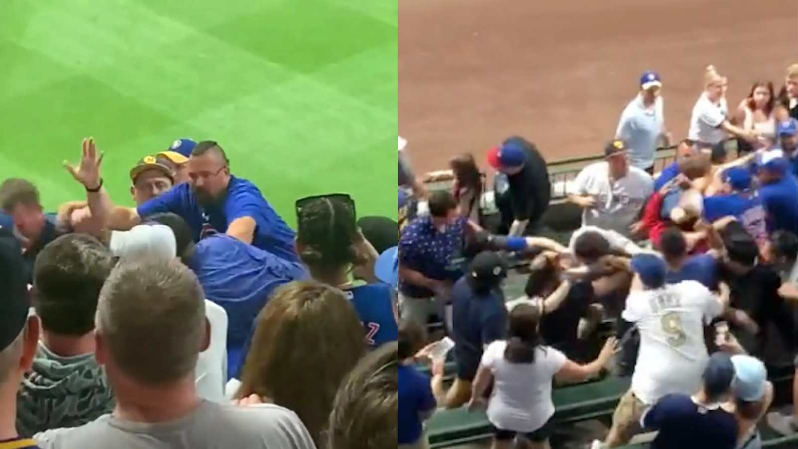 WATCH: Milwaukee Brewers and Chicago Cubs fans get into a nauseating fist fight