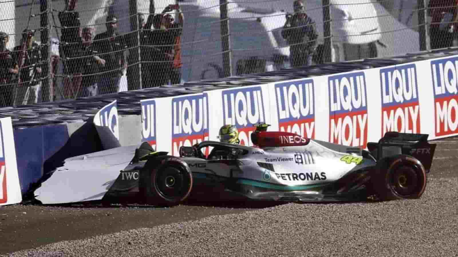 Lewis Hamilton in the crash in Q3 during the Austrian GP qualifying session