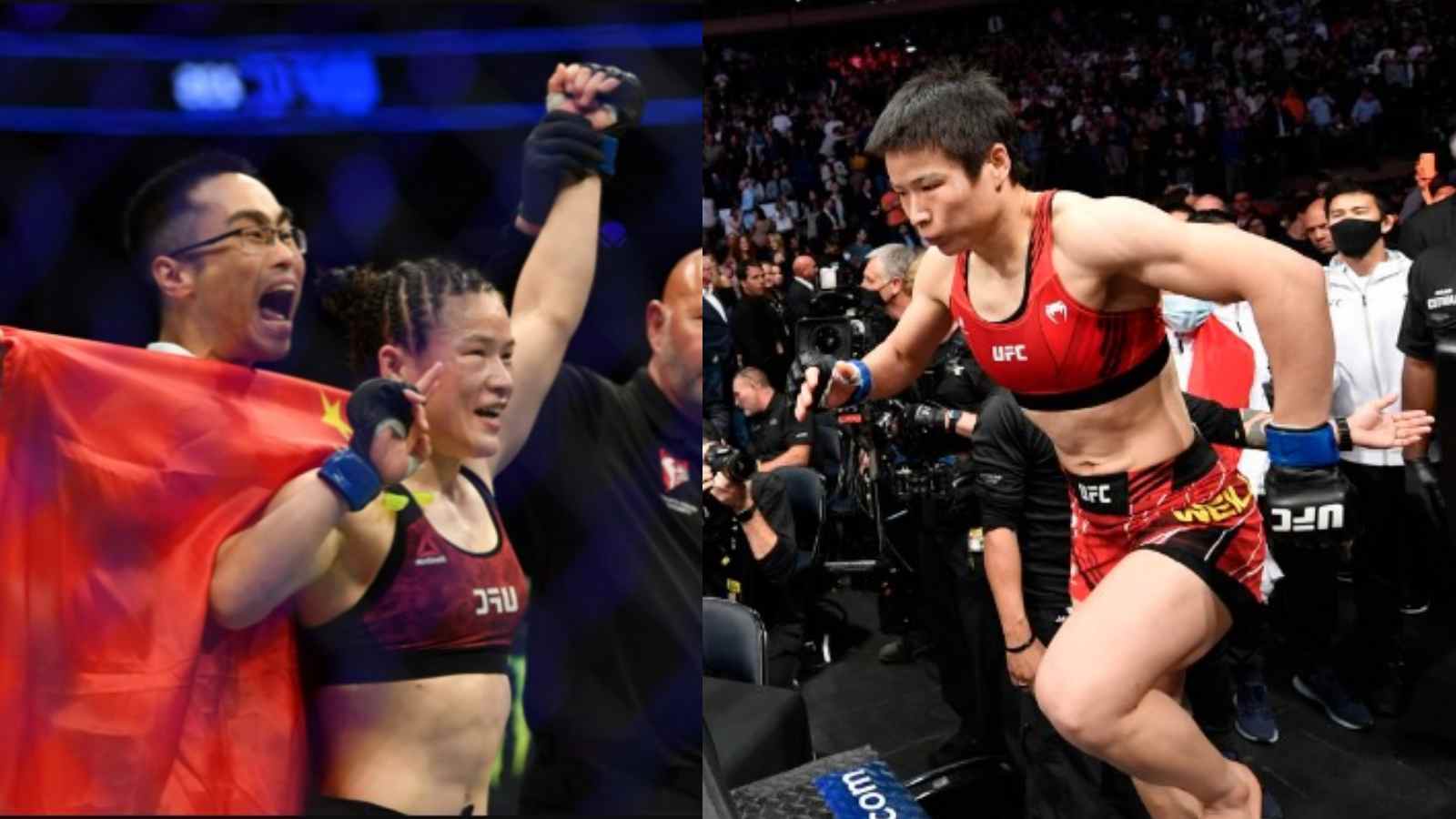 WATCH: Zhang Weili lands an accidental devastating hook on her trainer