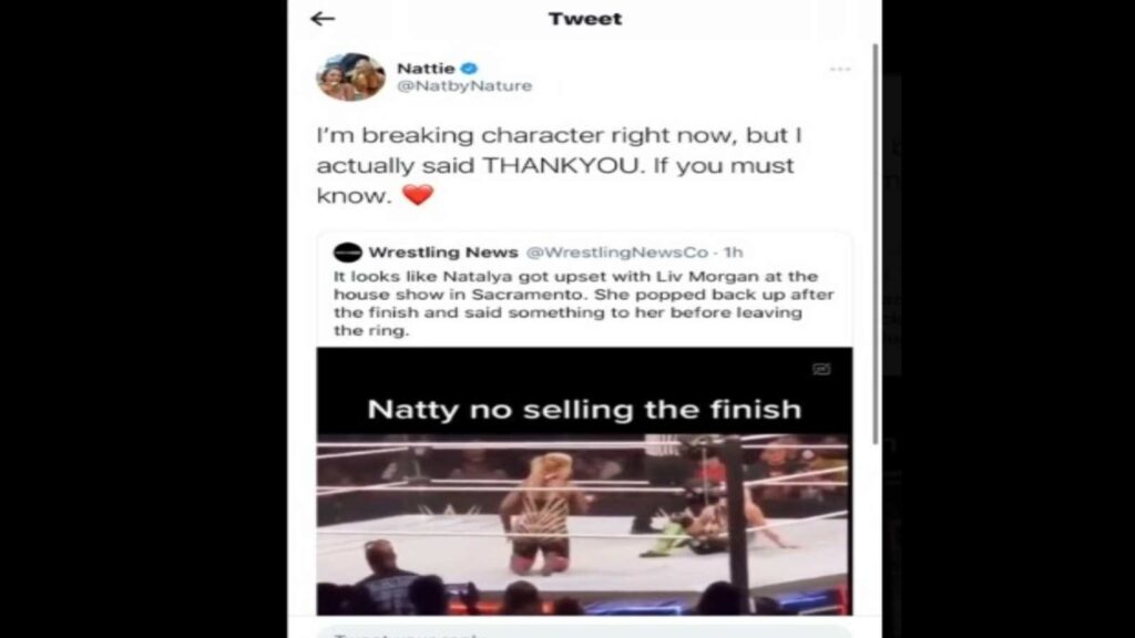 Natalya's reply to the post on twitter