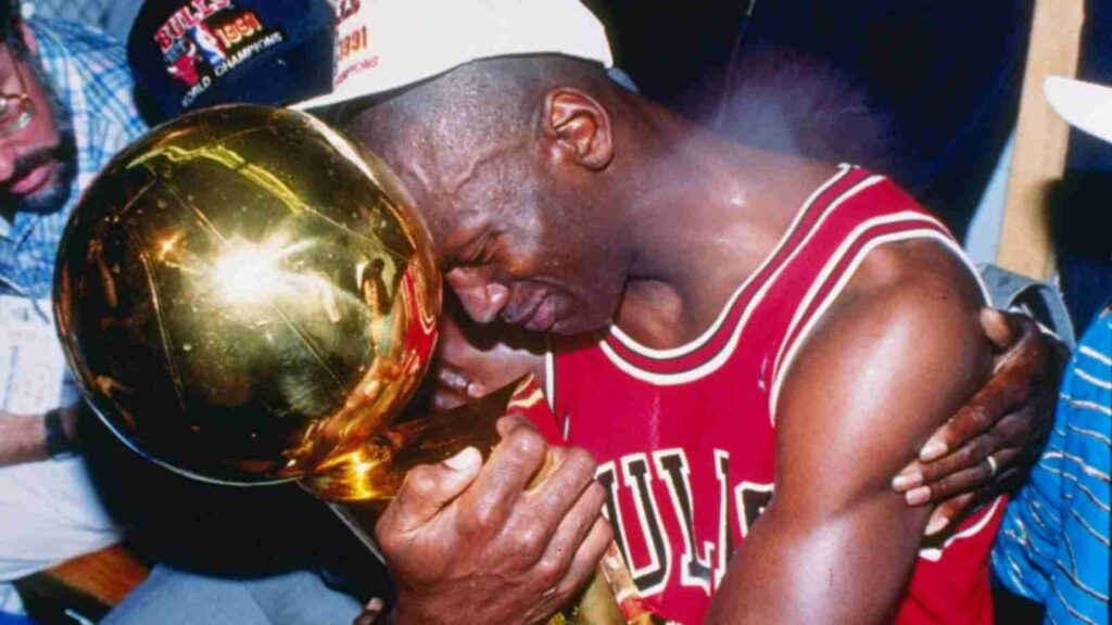 Michael Jordan with the NBA championship