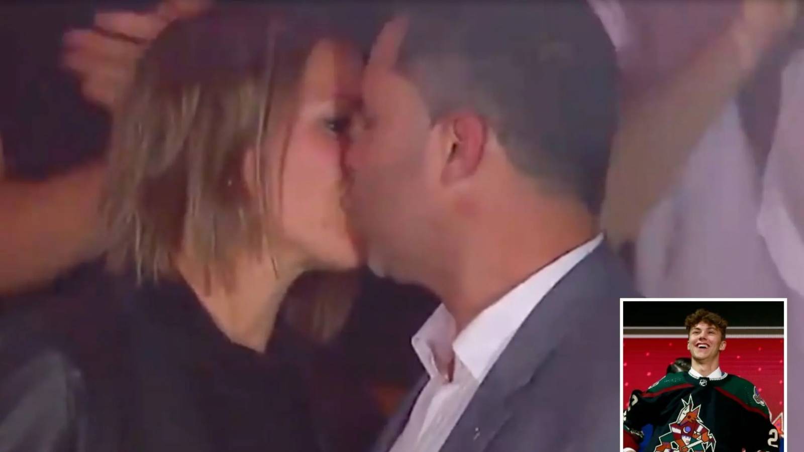 “Just so happy” – NHL Draft pick Maveric Lamoureux’s parents swapping steamy kiss on Live TV