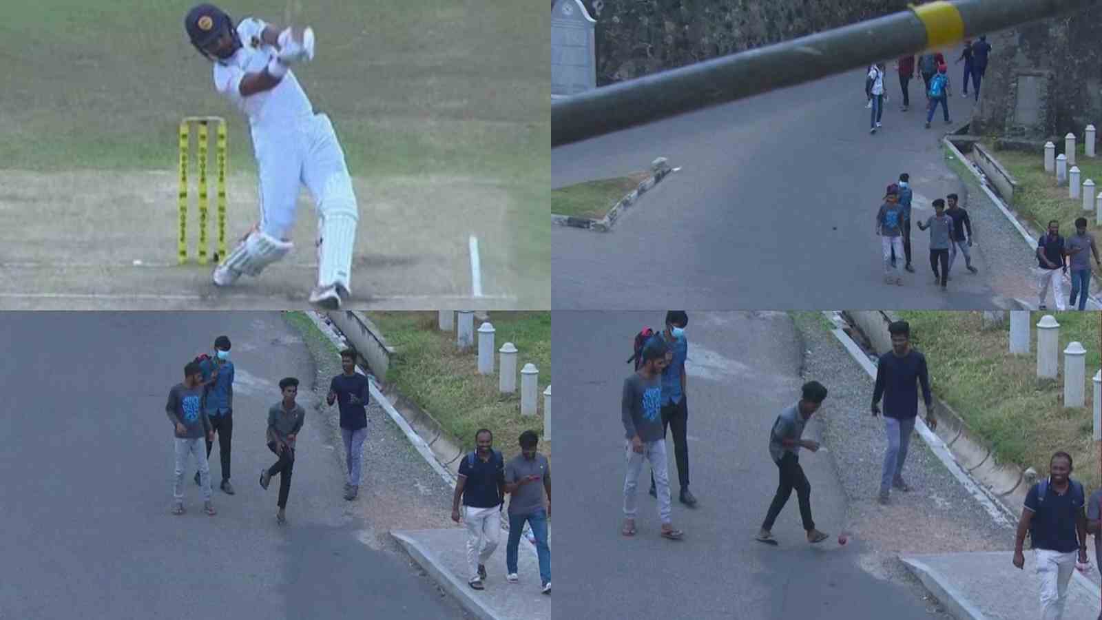 WATCH: Dinesh Chandimal ‘s huge six lands outside on street; hits a passerby during SL vs AUS 2nd Test