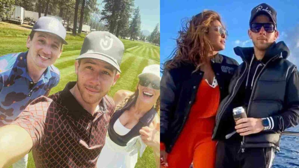 Nick Jonas and Priyanka Chopra at golf tournament in Tahoe