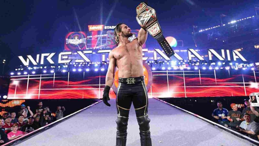 Seth Rollins wins the WWE World Heavyweight Championship at WrestleMania 31