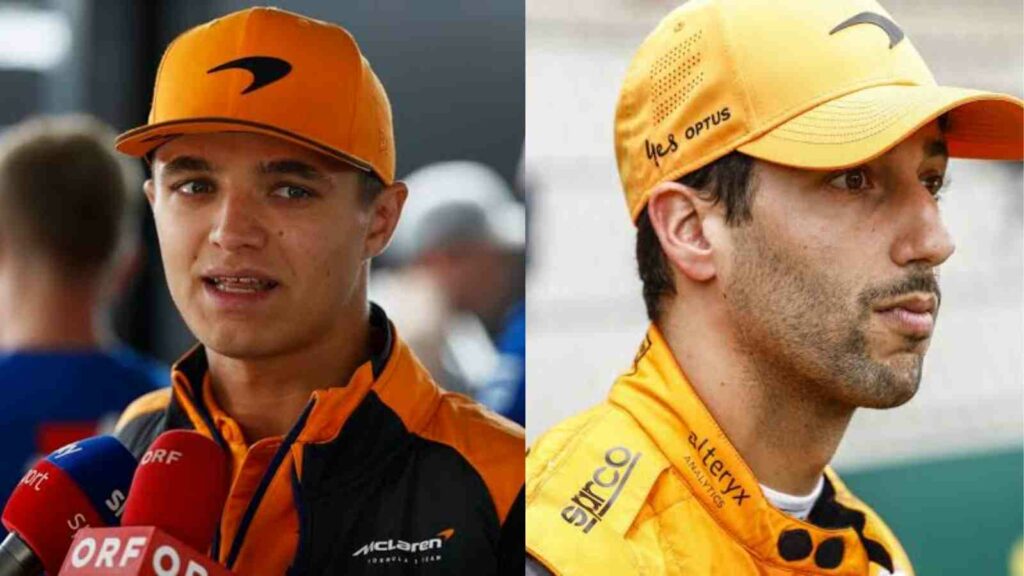 McLaren drivers Lando Norris(on the left) and Daniel Ricciardo(on the right)