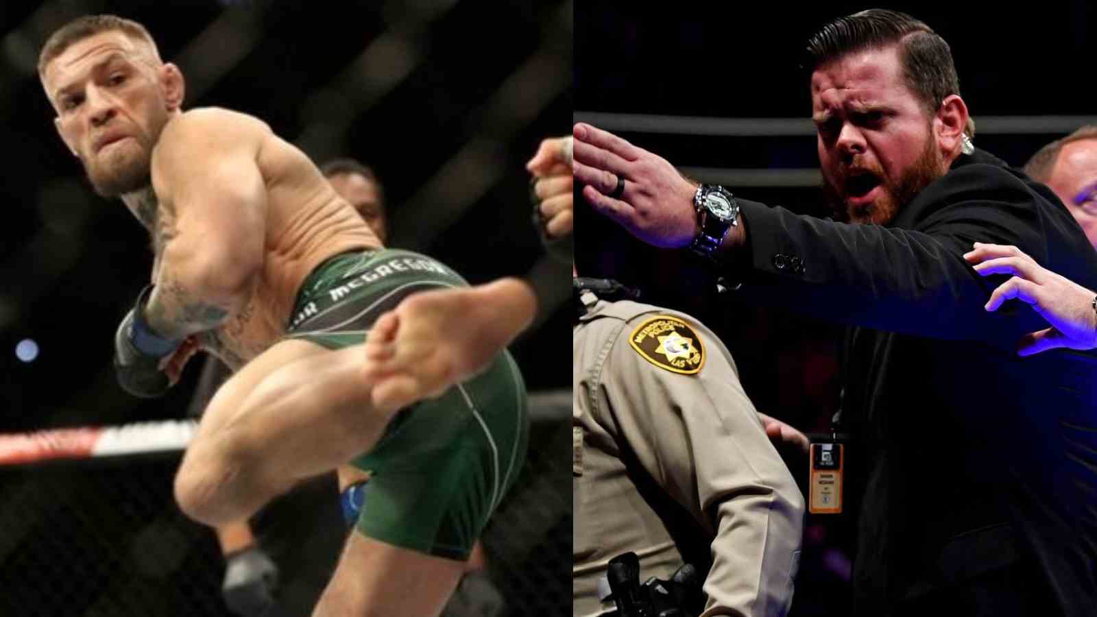 WATCH: Conor McGregor taunts security inside the octagon and throws kick at him