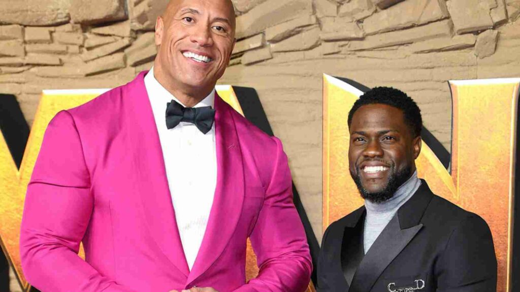 Dwayne Johnson and Kevin Hart at an event