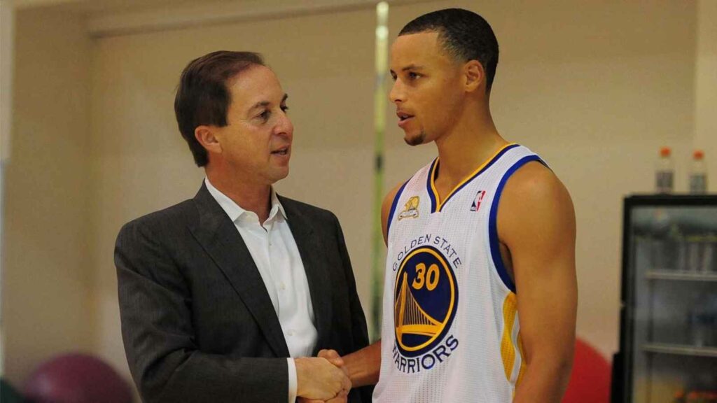 Joe Lacob with Stephen Curry