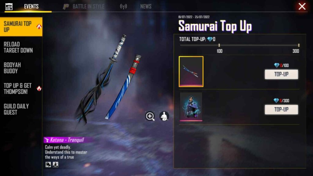 Samurai Top-Up Rewards