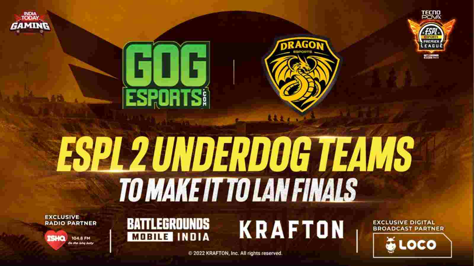 Underdog Teams GOG Esports and Dragon Esports  seal a berth for Esports Premier League 2 LAN Finals