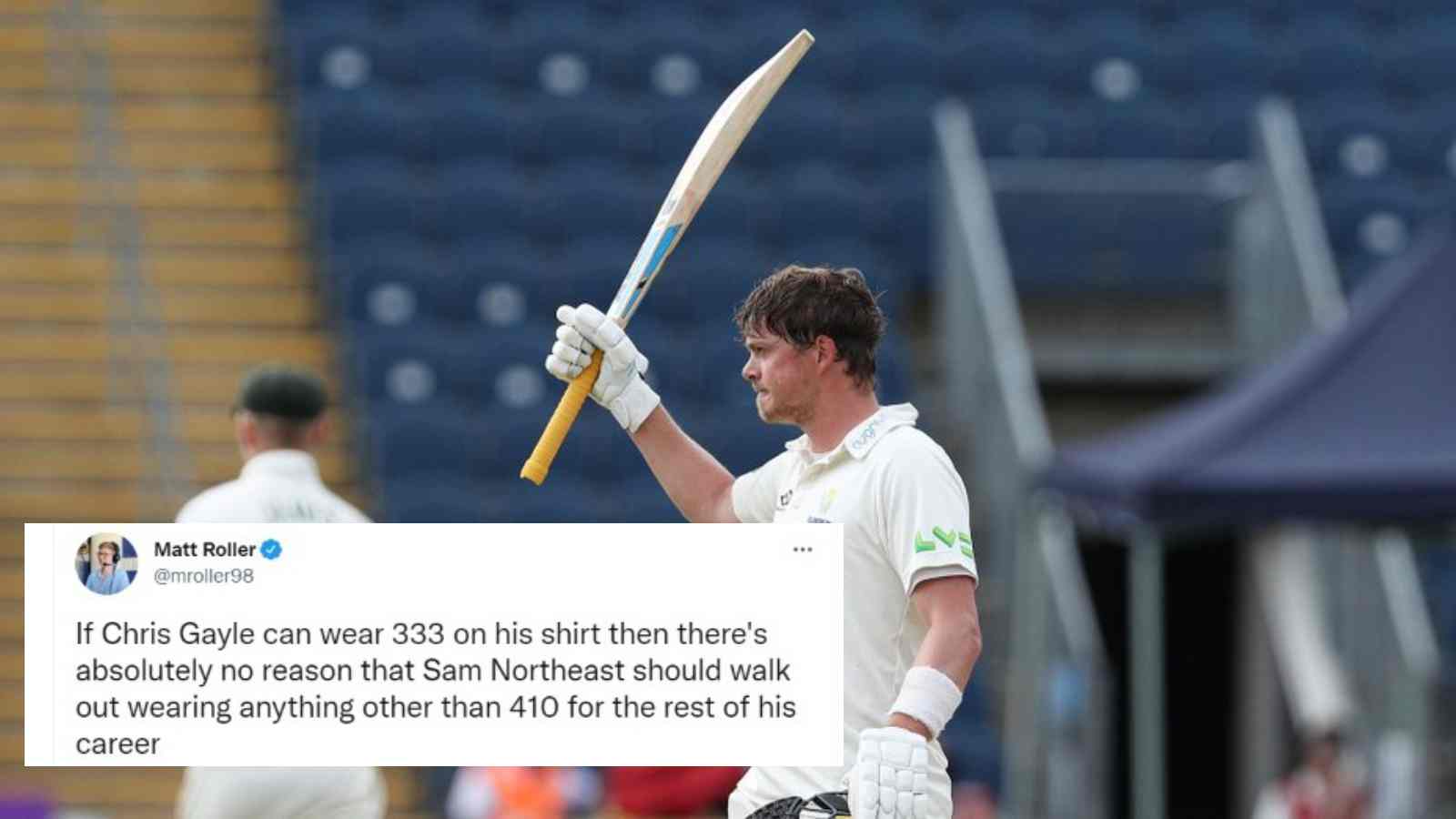 “Ridiculous”- Twitter reacts as Sam Northeast becomes 1st batsman since Brian Lara to score 400 in first-class Test