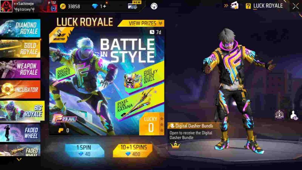 Free Fire MAX Battle In Style Royale