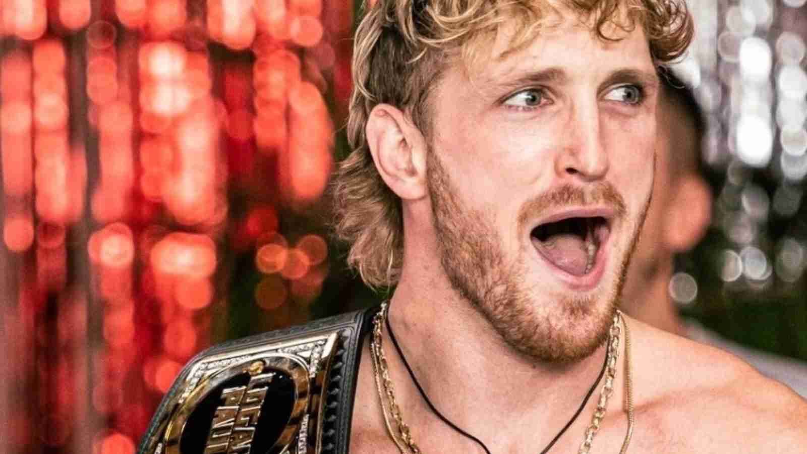 WATCH : Logan Paul flaunts his customized WWE Title as he appears on The Sidemen Sunday