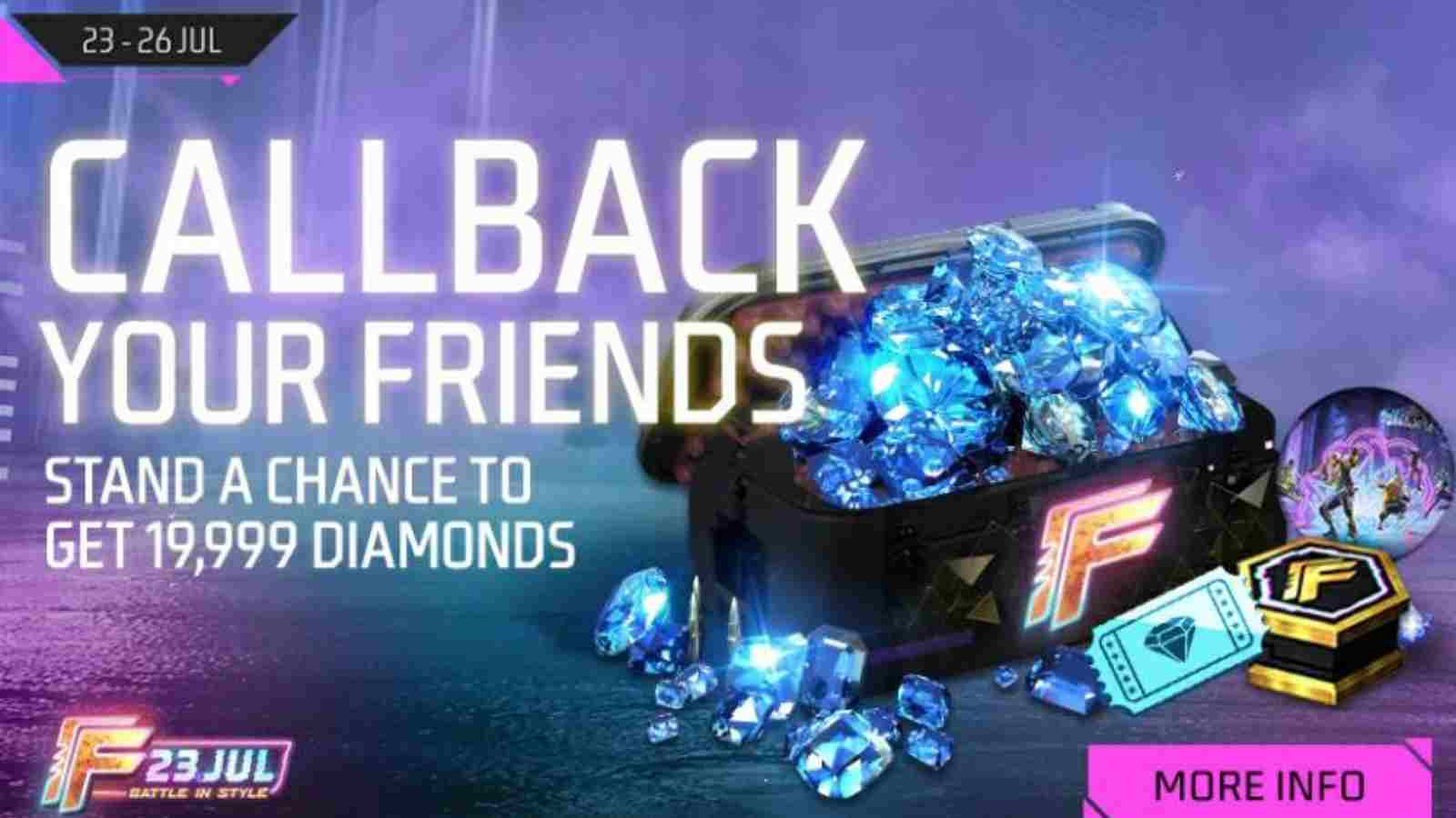 How To Get Free Diamonds And Diamond Royale Vouchers In Free Fire MAX Callback Event For July 2022?