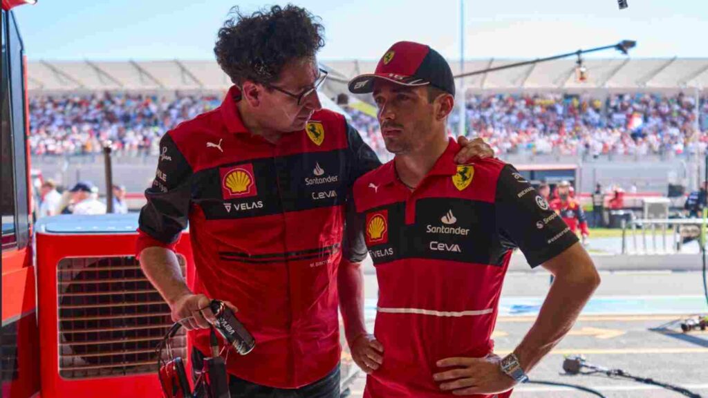 Charles Leclerc with Mattia Binotto