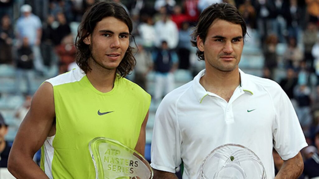 Rafael Nadal and Roger Federer at the 2006 Rome Masters