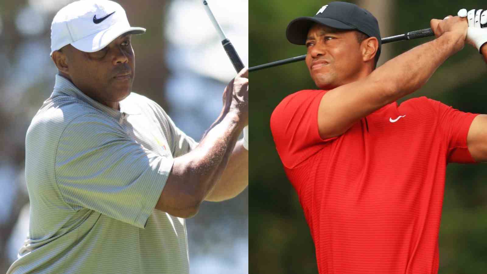 Charles Barkley and Tiger Woods golfing