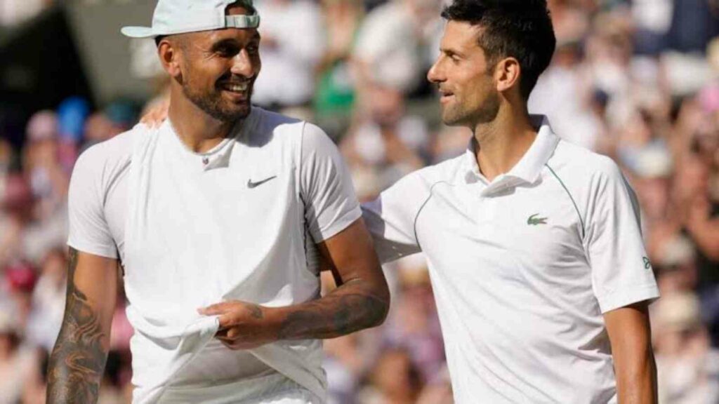 Nick Kyrgios and Novak Djokovic at the finals of Wimbledon 2022