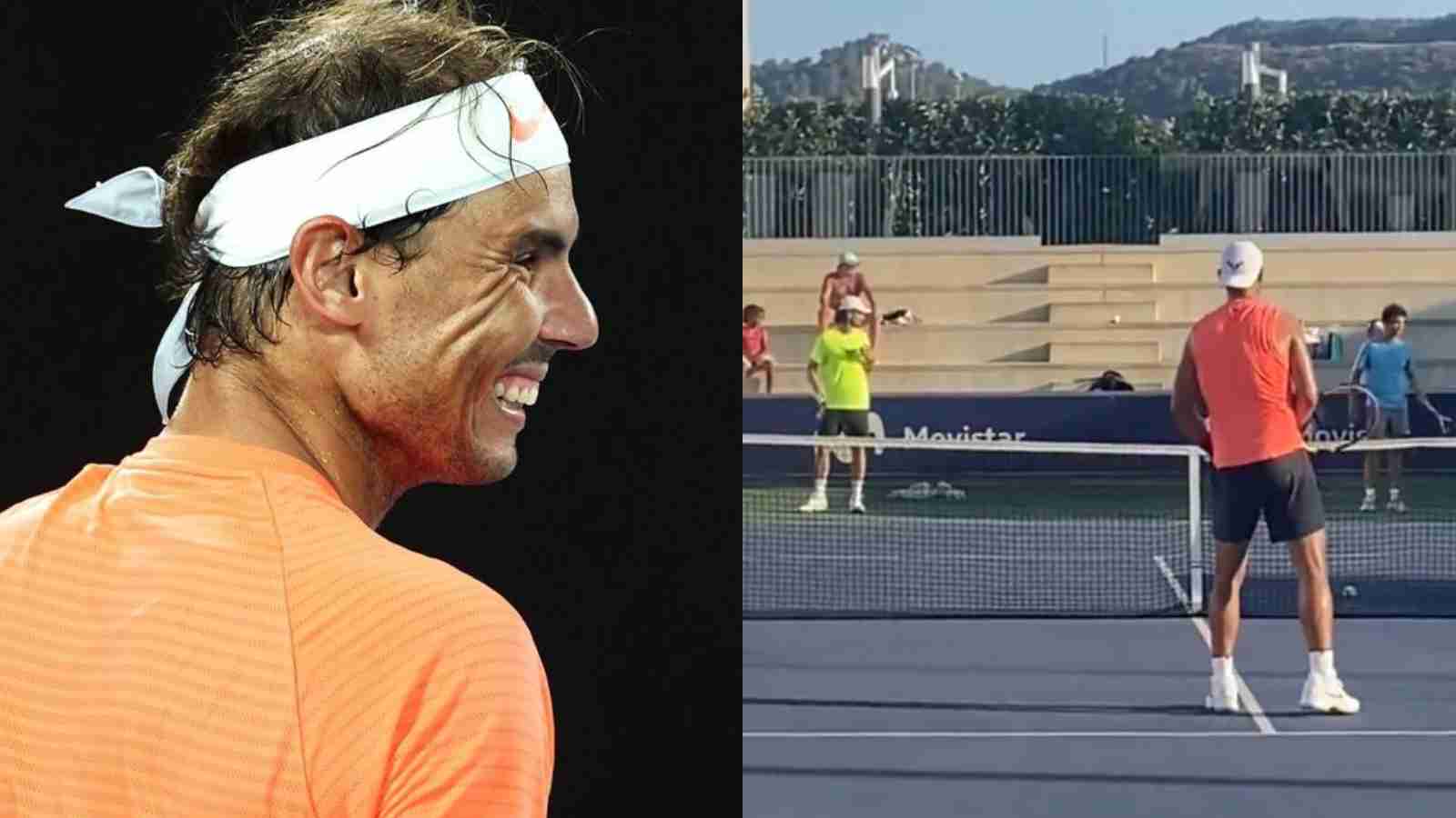 WATCH: Rafael Nadal gets amused by a young fan during a training session in an adorable video