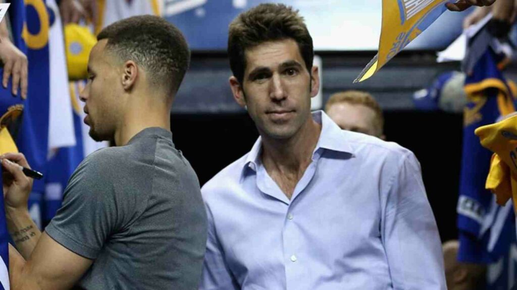 Bob Myers and Stephen Curry of Golden State Warriors