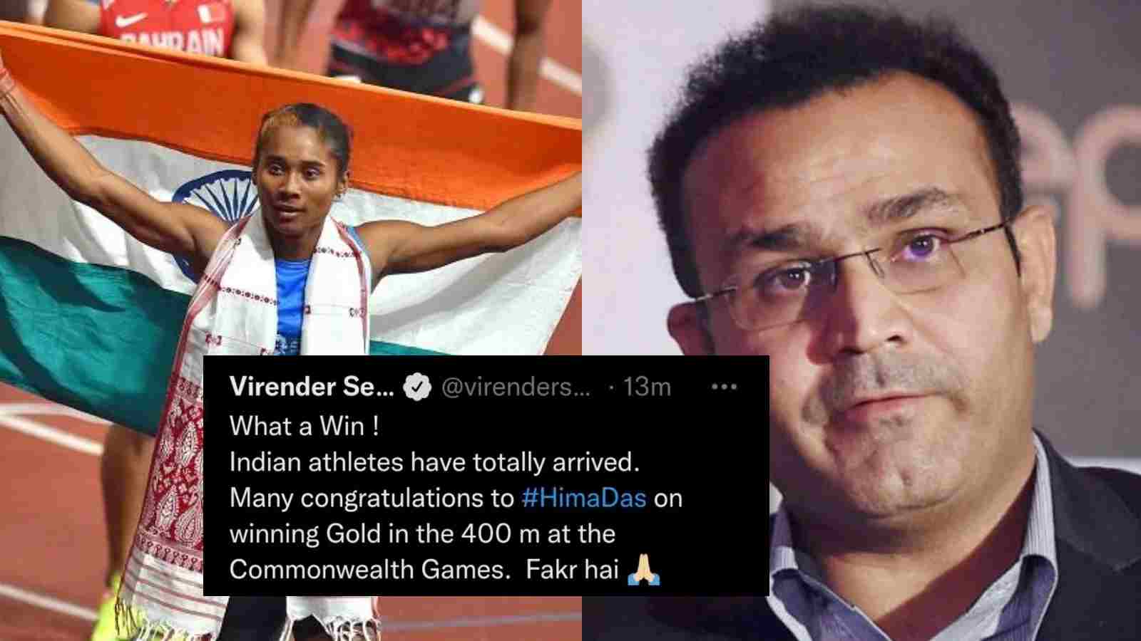 “Don’t be fake by tweeting blah blah”- Twitter slams Virender Sehwag after he wrongly congratulated Hima Das for winning gold at CWG 2022