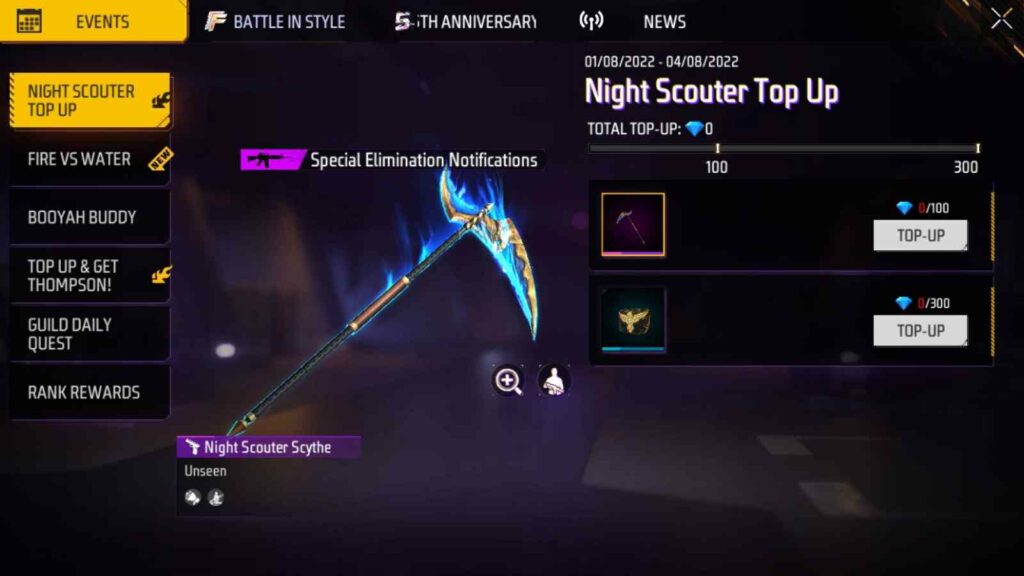 Night Scouter Top-Up Event: Rewards