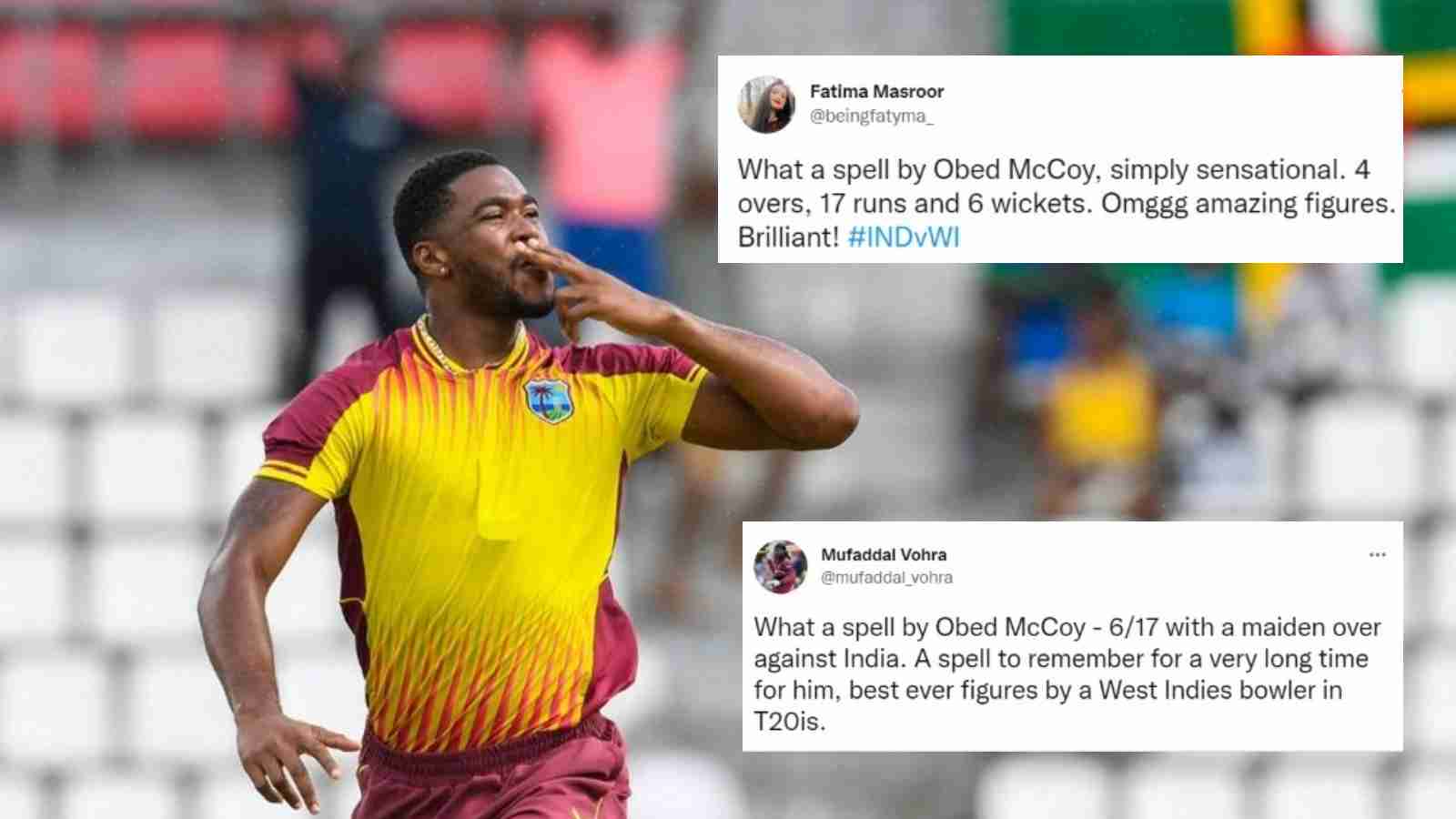 “A spell to remember”- Obed McCoy shines with 6 wickets as West Indies bundle out India on 138