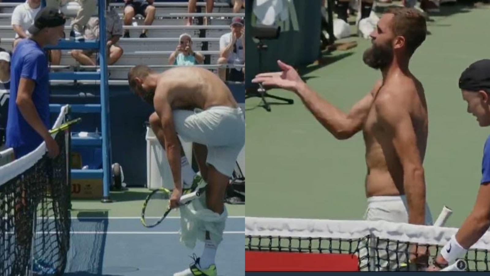 WATCH: “Heat got into his head” Benoit Paire rips his t-shirt apart and throws it at the umpire after losing in the Washington opener