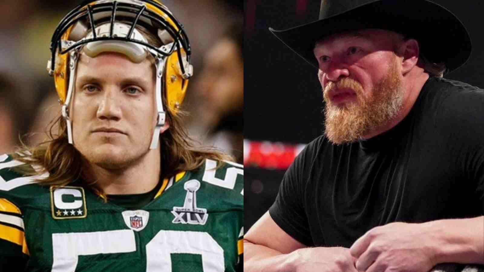 “He’s the only guy that’s got a longer forehead than me”- When Brock Lesnar burned former linebacker AJ Hawk on The Pat McAfee Show