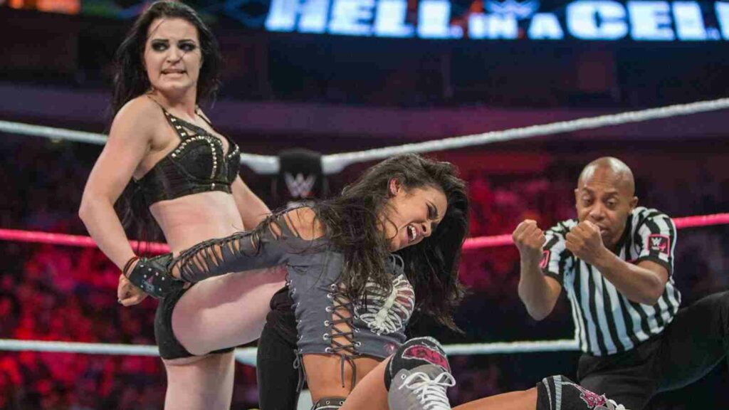 Paige vs AJ Lee during their rivalry 