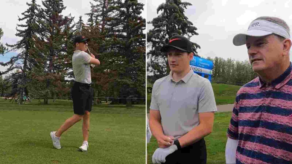 Cale Makar plays golf 