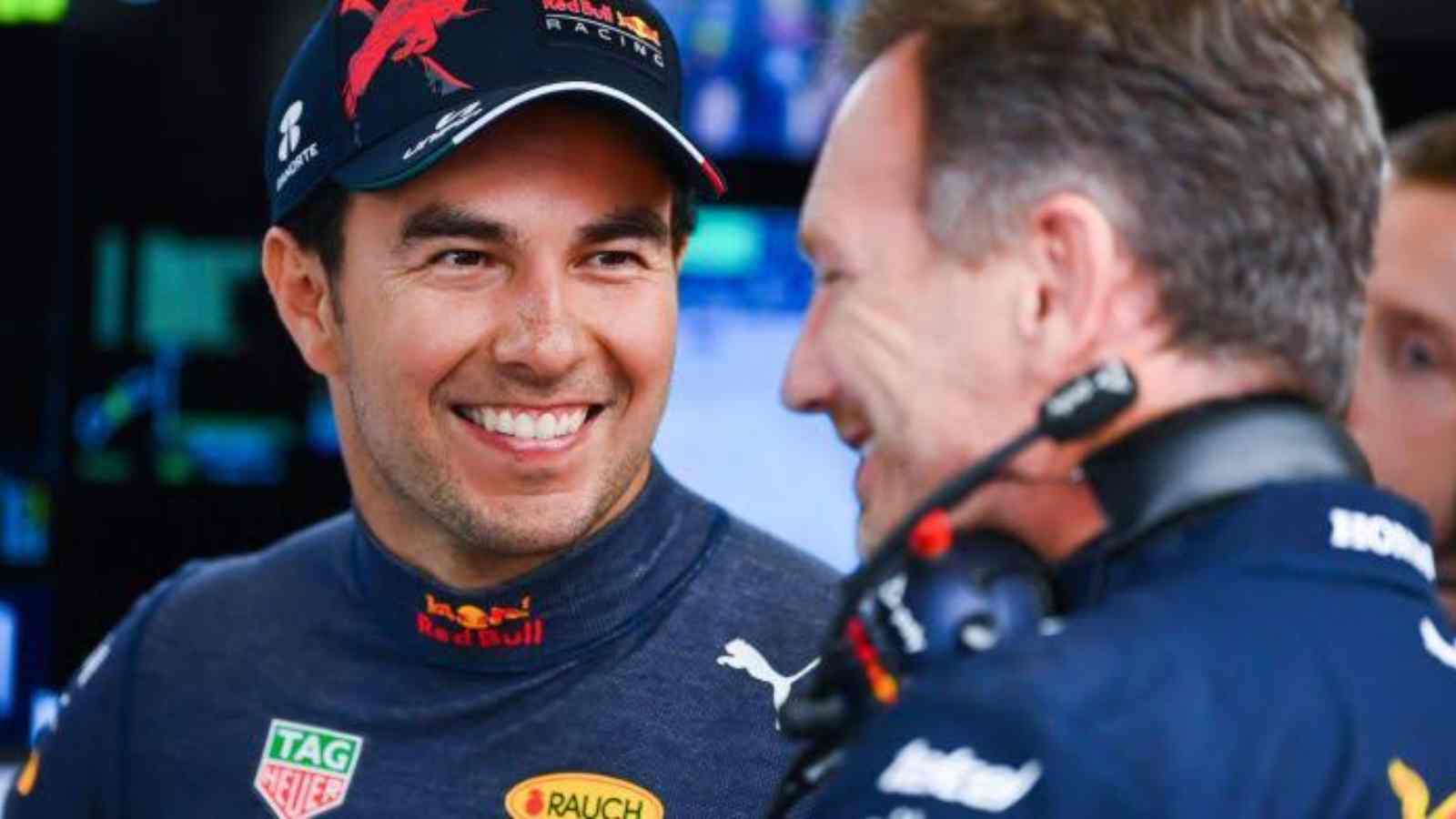 Sergio Perez(on the left) and Christian Horner(on the right)