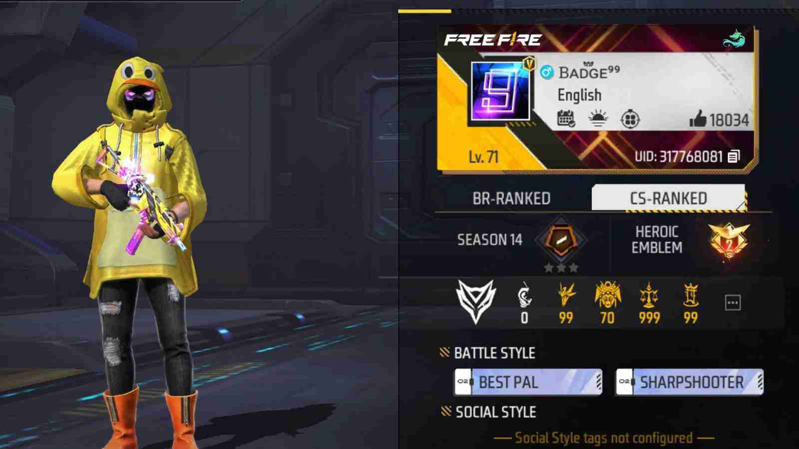 Badge 99 Free Fire MAX ID, K/D Ratio, Headshot Rate, Discord Server Link, YouTube Channel, Monthly Earnings, And More For August 2022