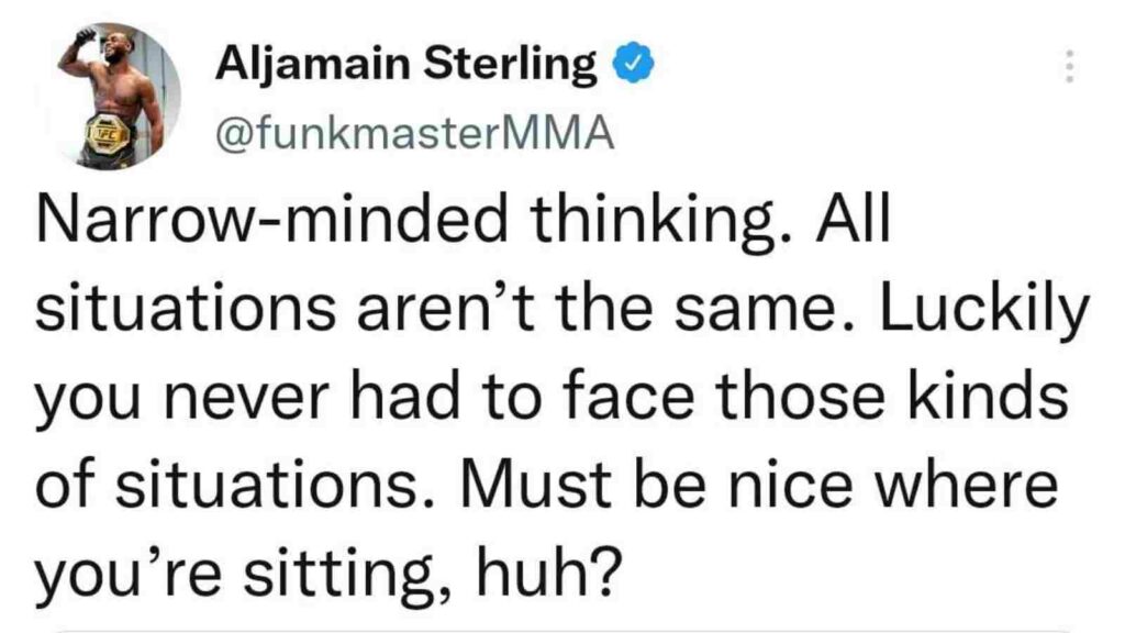 Aljamain Sterling tweet regarding Roe vs Wade controversy 