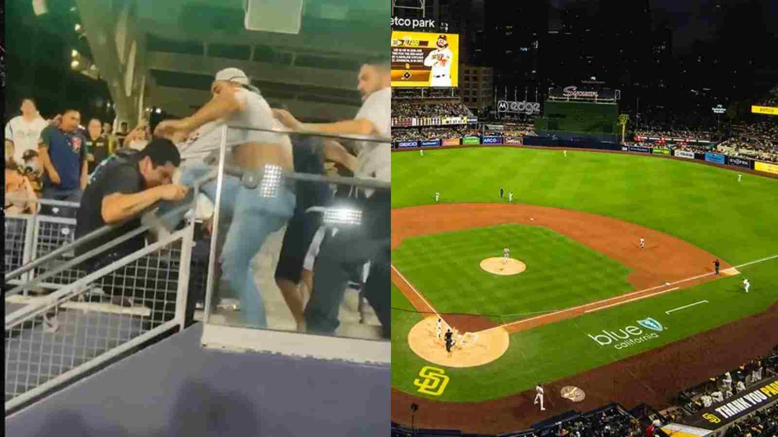 Watch: San Diego Padres fan bellyaching another man in a wild brawl, beef flares up between 4 at Petco Park