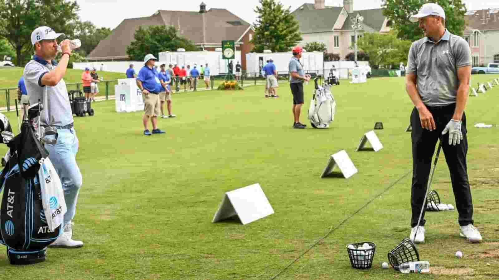 WATCH- “On the grind”: Justin Thomas gives a ‘second eye on the range’ to Jordan Spieth during Round 1 at FedEx Cup Playoffs