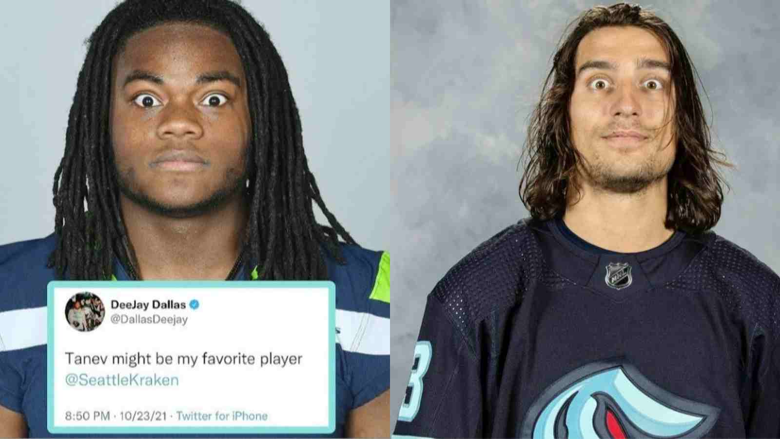 “Headshot day ghost” – Twitter rolls in laughter as NFL player Deejay Dallas mimics NHL forward Brandon Tanev’s look from Kraken picture