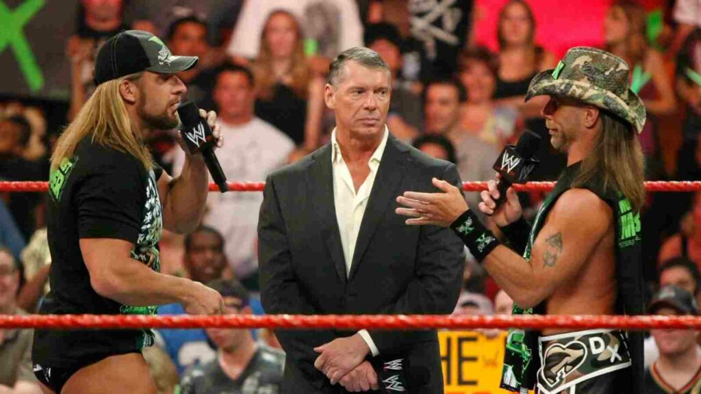 Shawn Michaels with Triple H and Vince McMahon in 2006