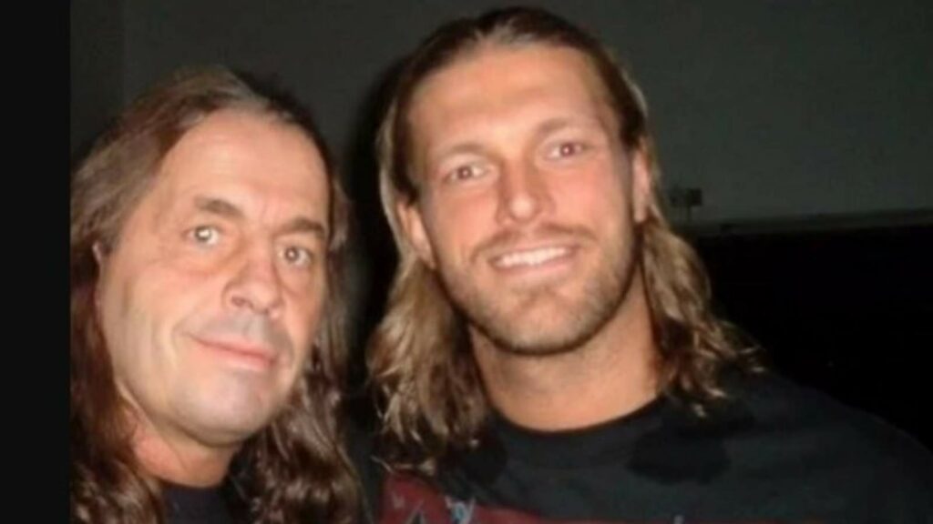 Edge with Bret Hart at backstage.