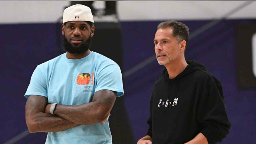 Los Angeles Lakers GM Rob Pelinka and LeBron James