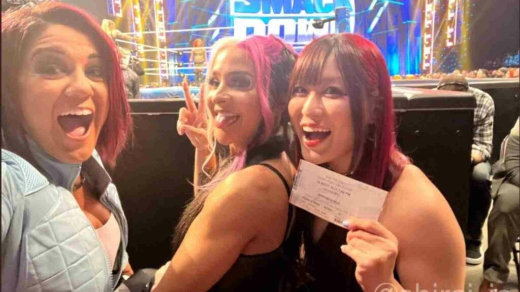 Bayley with Dakota Kai and Iyo Sky on the latest edition of SmackDown.