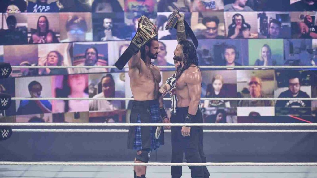 Roman Reigns and Drew McIntyre, when Drew was a WWE Champion.