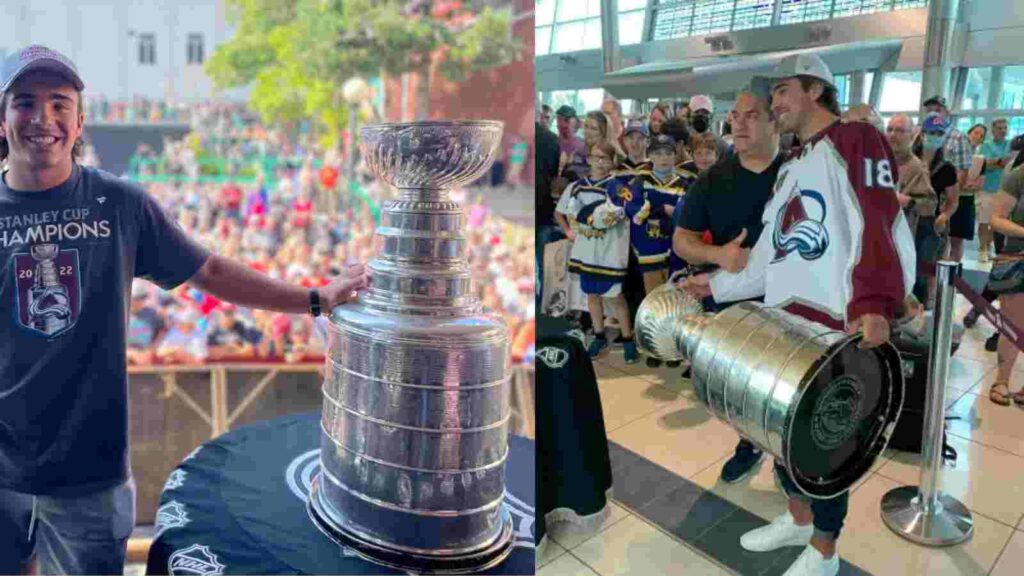 Alex Newhook with Stanley Cup