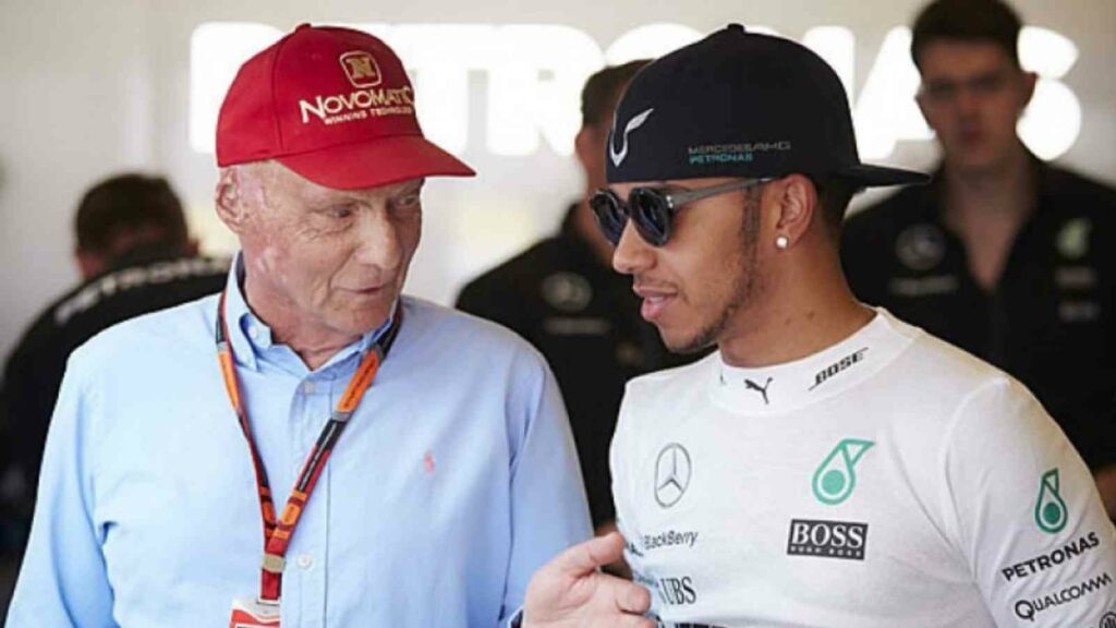 Niki Lauda and Lewis Hamilton