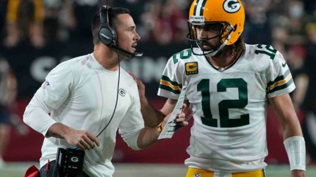 Matt LaFleur with Aaron Rodgers