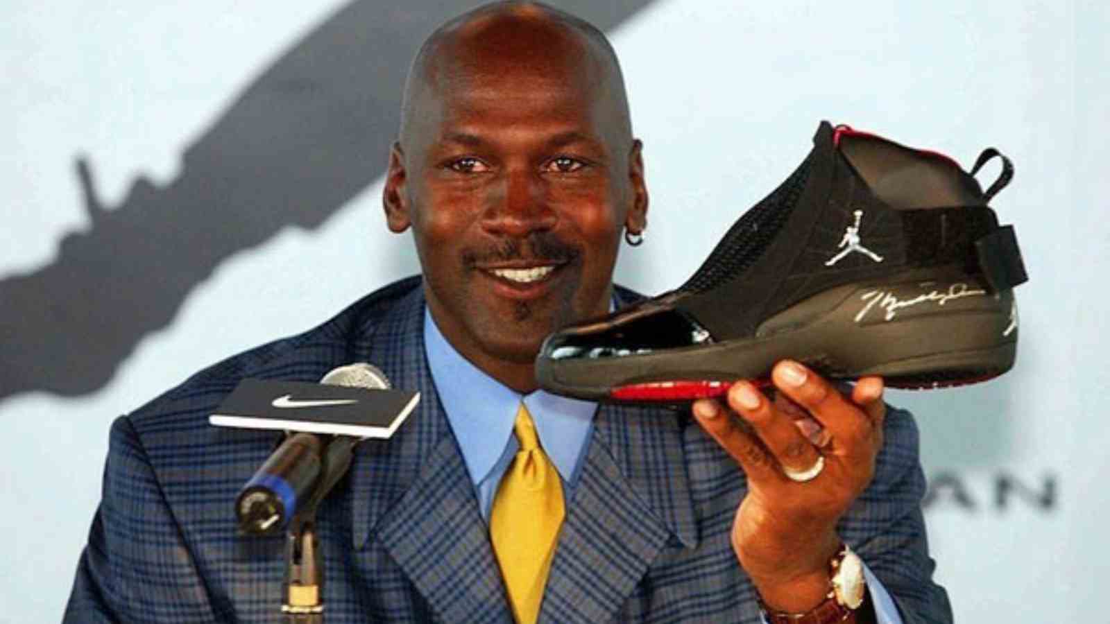 Michael Jordan with his Jordan shoe brand