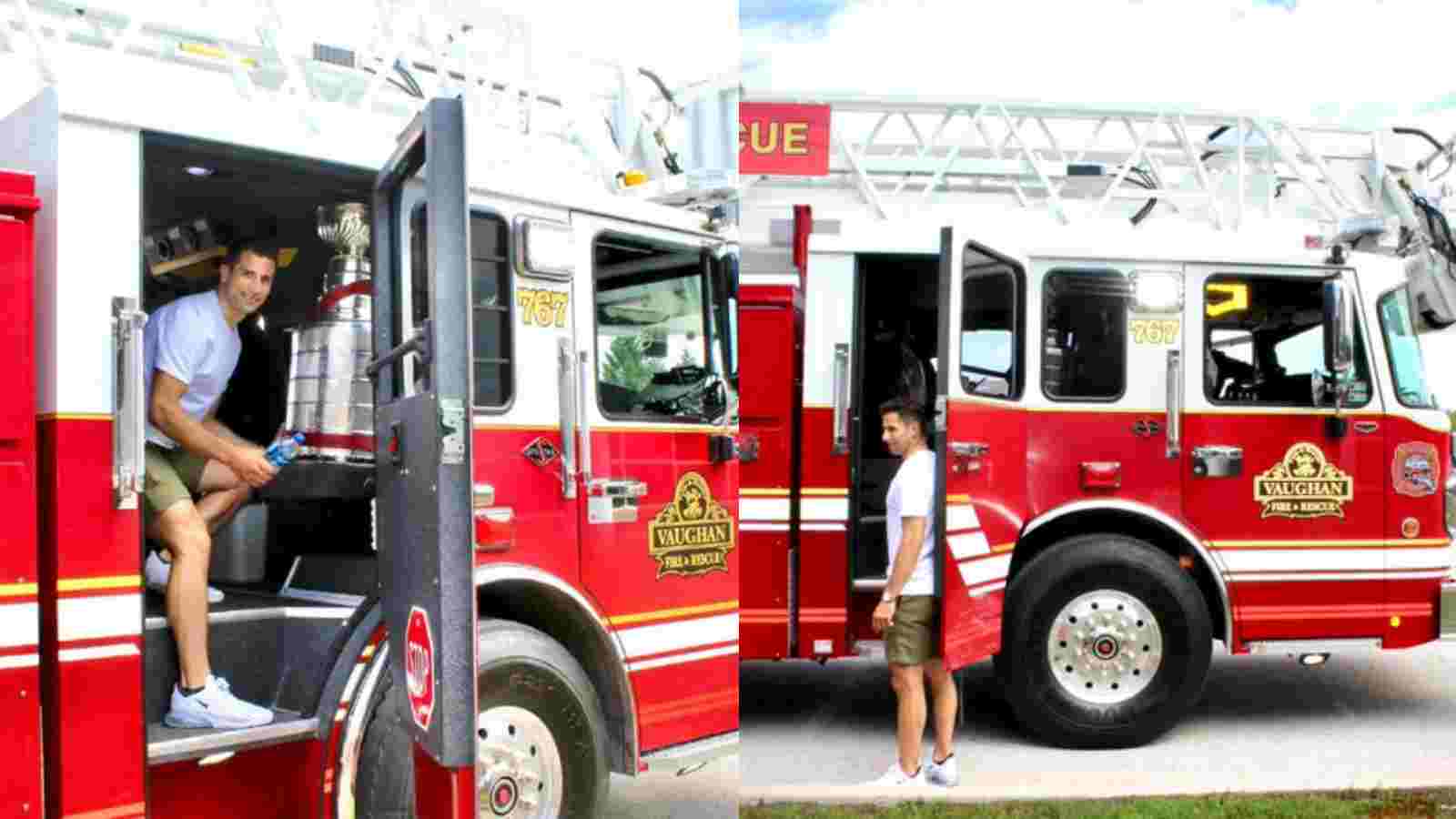 “An honor, privilege, an unreal moment” – Winger Andrew Cogliano takes fire truck ride with Stanley Cup in Toronto